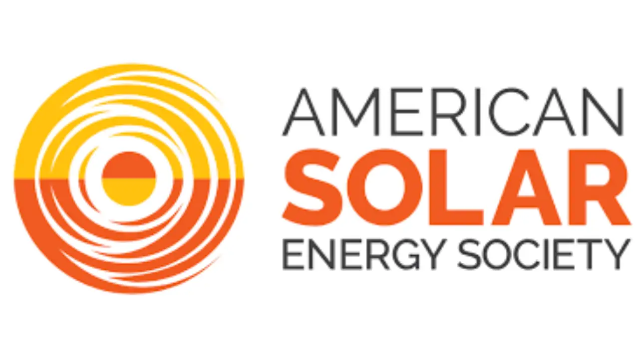 american solar energy society logo in a circular yellow and orange overlay in several circles intertwined as life time member