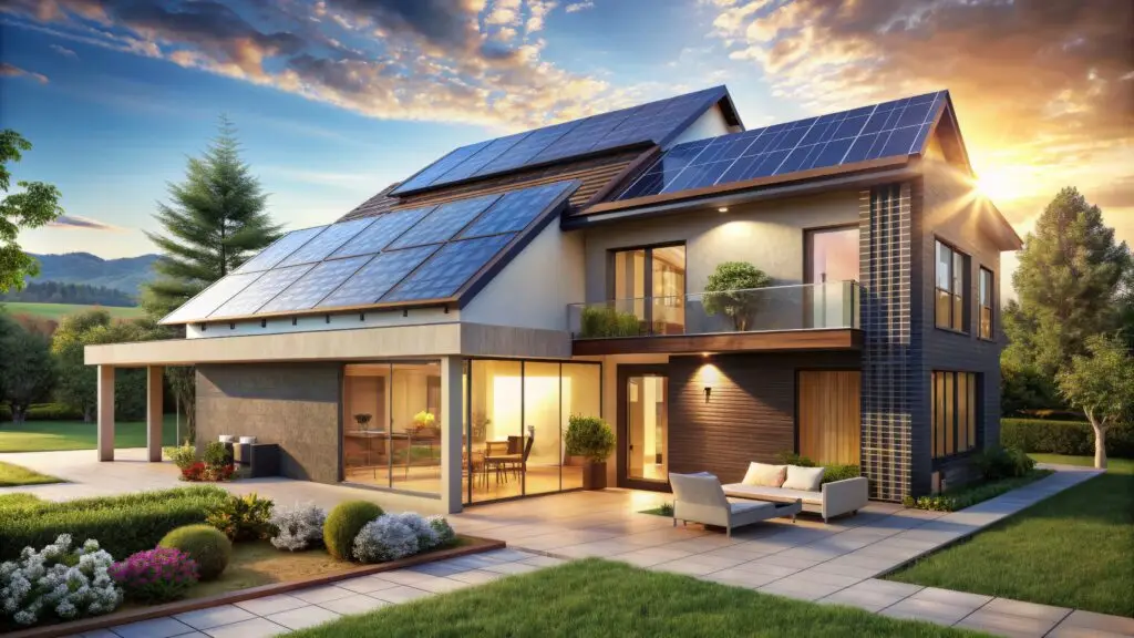 modern solar home with genrac solar storage illustration